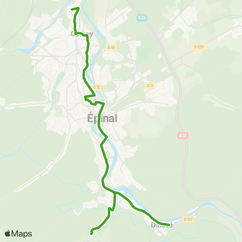 Imagine Lignes de ville Golbey Jeanne d'Arc > Dinozé Pré Démon map