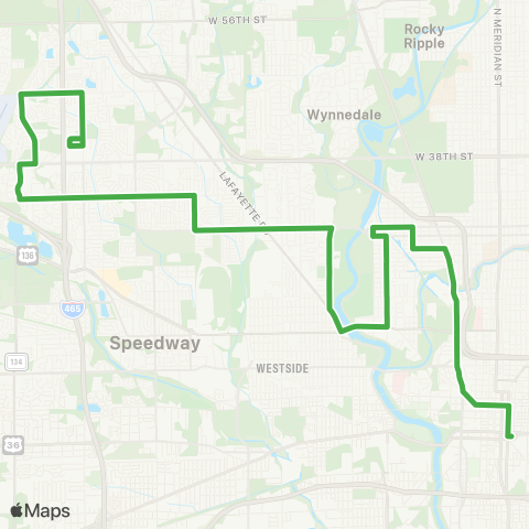IndyGo West 34th St map