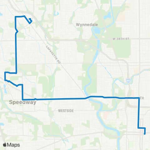 IndyGo W 16th St map