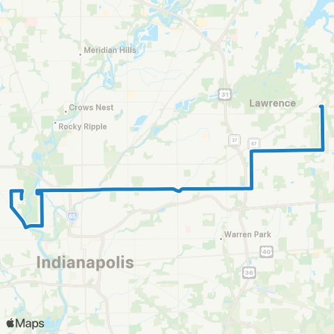IndyGo 30th Street Crosstown map
