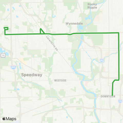 IndyGo West 38th St map
