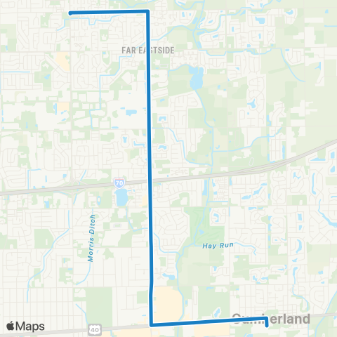 IndyGo Eastside Connector map