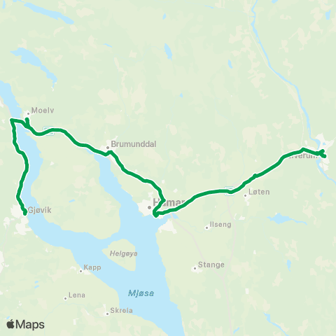 Innlandstrafikk Elverum - Hamar - Gjøvik map
