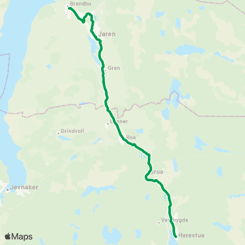 Innlandstrafikk Brandbu-Gran-Harestua map