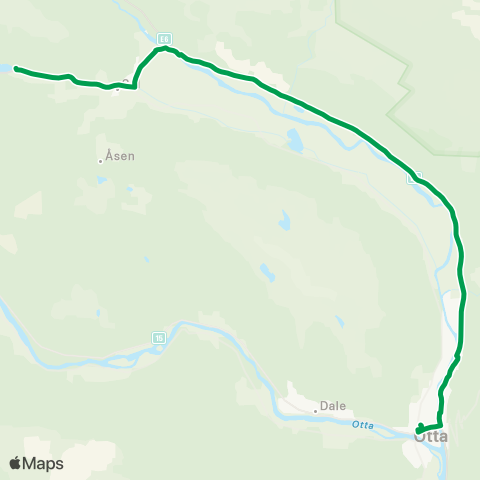 Innlandstrafikk Otta-E6-Nord-Sel map