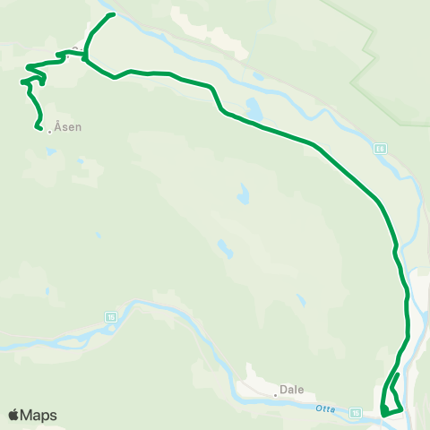 Innlandstrafikk Otta - Tolstadåsen map