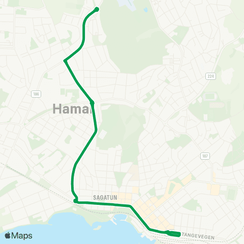 Innlandstrafikk Hamar - Voll - Hamar map
