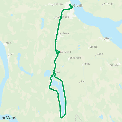Innlandstrafikk Gjø.-Reinsv.-Eina-Reinsv.-Gjø. map