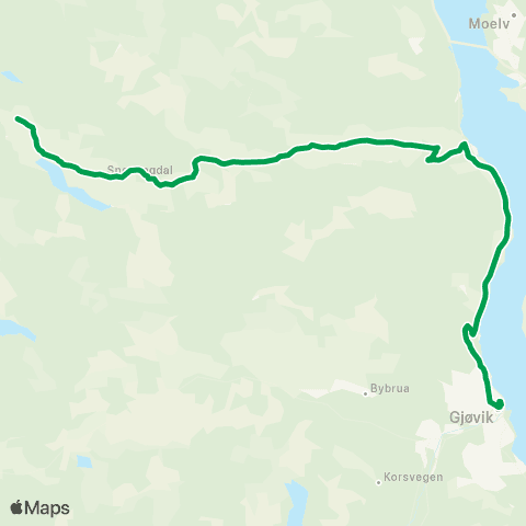 Innlandstrafikk Gjøvik - Snertingdal map