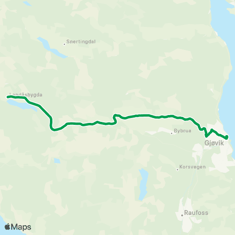 Innlandstrafikk Gjøvik-Landåsen map