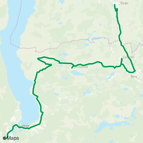 Innlandstrafikk Gran-Lunner-Grindvoll-Jevnaker map