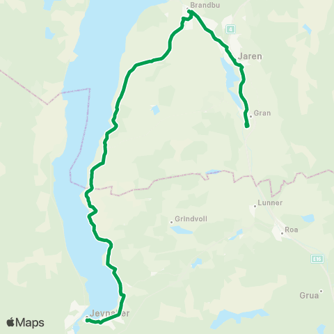 Innlandstrafikk Brandbu-Grymyr-Jevnaker map