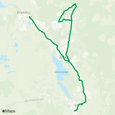 Innlandstrafikk Gran-Moen-Brandbu map