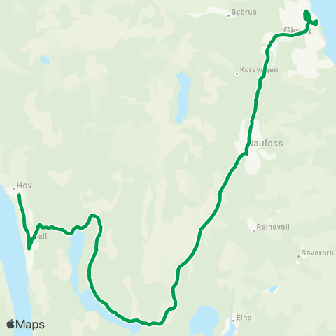 Innlandstrafikk Hov-Trevatn-Gjøvik map