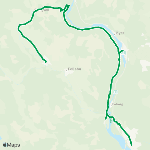 Innlandstrafikk Myrom - Lillehammer map