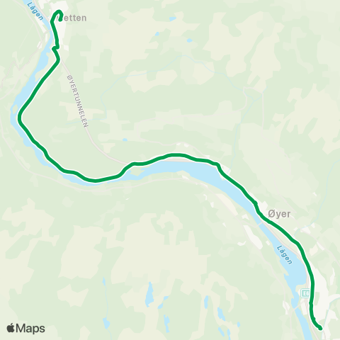 Innlandstrafikk Øyer ungdomsskole Lundstad - T map
