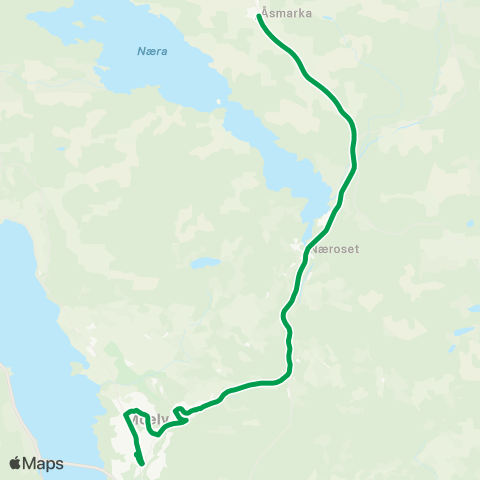 Innlandstrafikk Næroset - Fossen - Moelv map