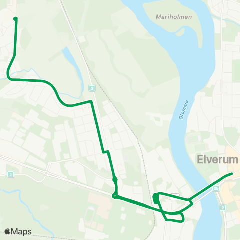Innlandstrafikk Elverum torv - Vestad map