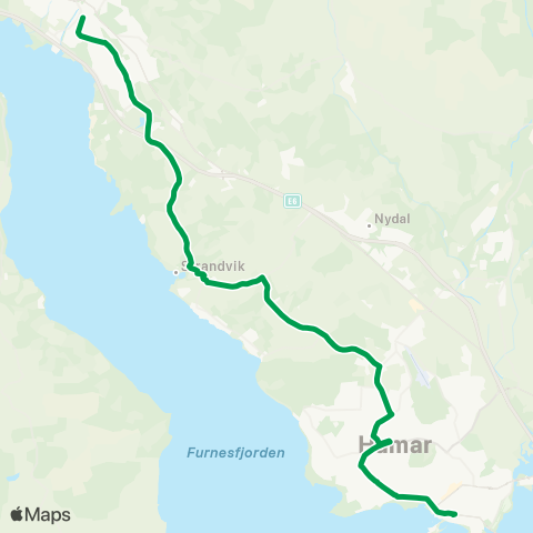 Innlandstrafikk Hamar - Jessnes - Brumunddal map