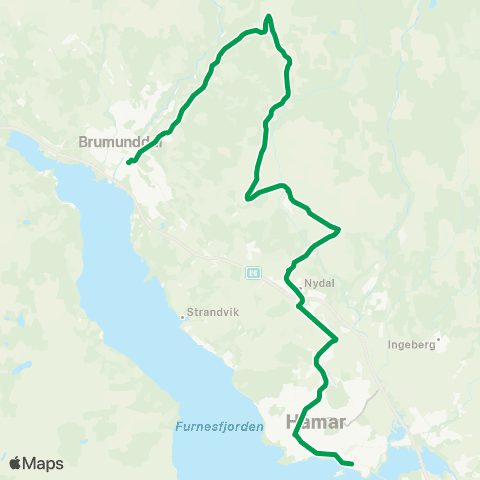 Innlandstrafikk Brmunddal-Nybygda-Hamar map