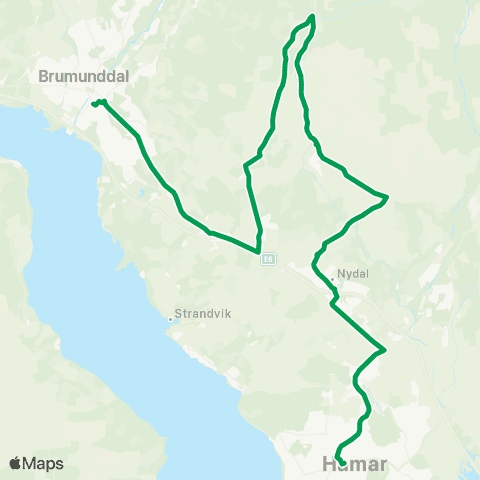 Innlandstrafikk Hamar-Furnesåsen-Brumunddal map