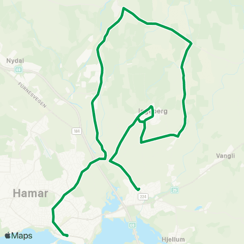Innlandstrafikk Trehørningen-Kapp-Ener map