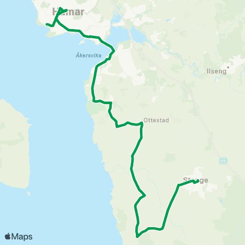 Innlandstrafikk Stange - Vestbygda - Hamar map