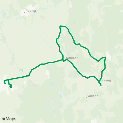 Innlandstrafikk Åsbygda - Romedal map
