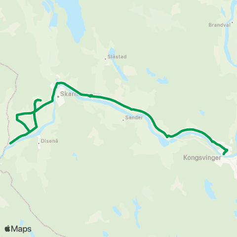 Innlandstrafikk Ullern - Skarnes - Kongsvinger map