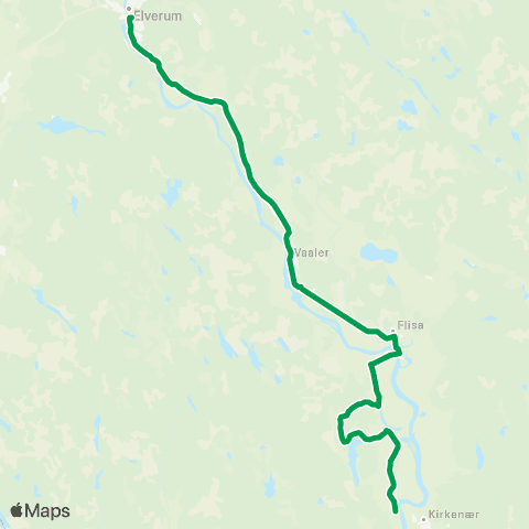 Innlandstrafikk Kvisler - Flisa - ELVERUM map