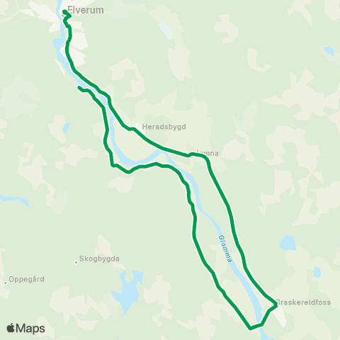 Innlandstrafikk Skjefstadfossen - Elverum map