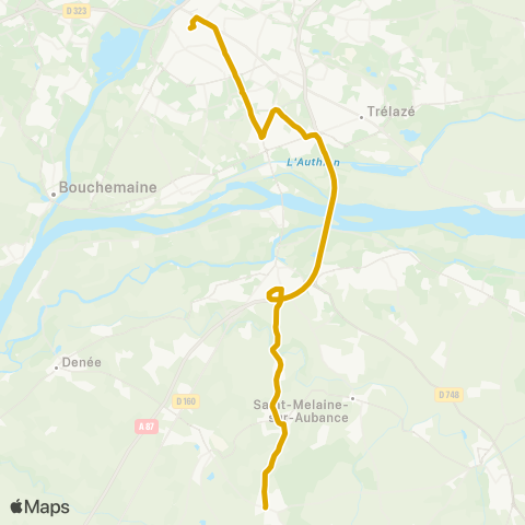 Irigo Soulaines Haute-Marzelle - Angers Gare rout. Esplanade map