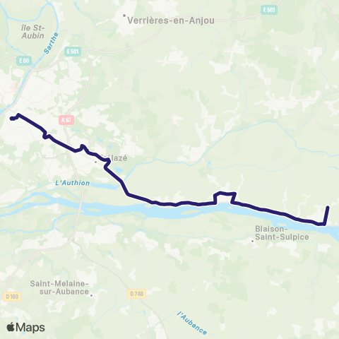 Irigo St-Mathurin Grand Chemin / St-Mathurin Mairie - Angers Gare rout. Esplanade map