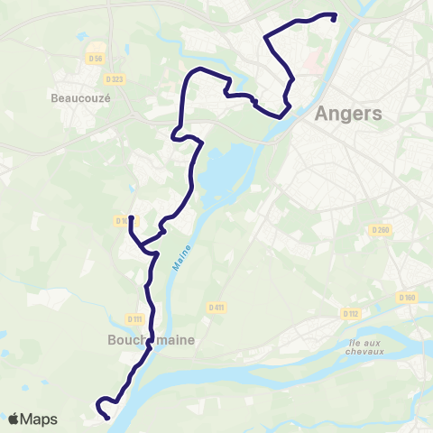 Irigo Bouchemaine Chantourteau - Angers CHU-Hôp. map