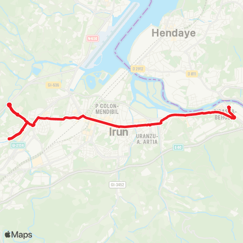 Irunbus L1 - Zaisa-Ospitalea map