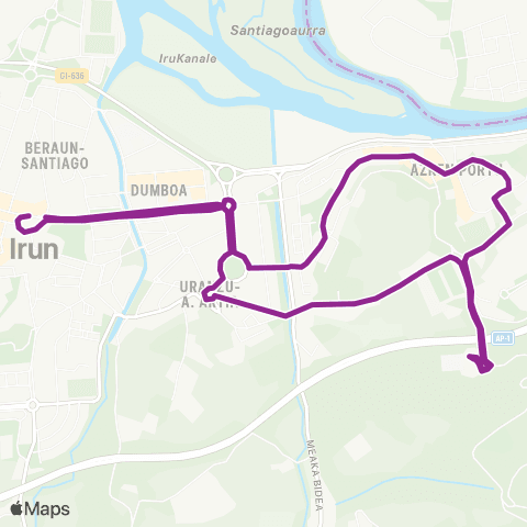 Irunbus L3 - San Juan-Artia map