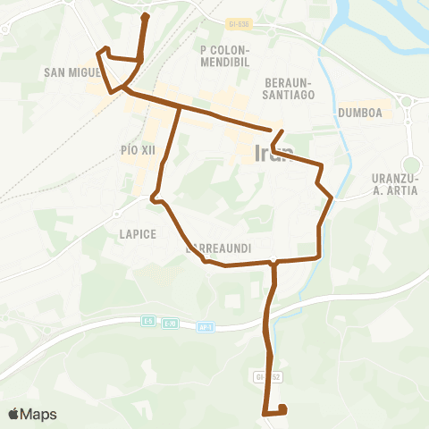 Irunbus L4 - San Juan-Anzaran-Olaberria map