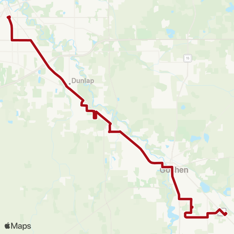 Interurban Trolley Red Elkhart / Goshen map