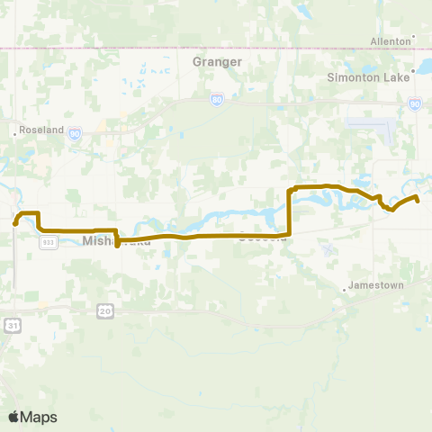Interurban Trolley South Bend / Mishawaka / Elkhart map