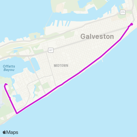 Island Transit Moody Gardens - Stewart Beach map