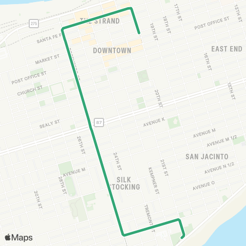 Island Transit Strand to Seawall via 25th St map