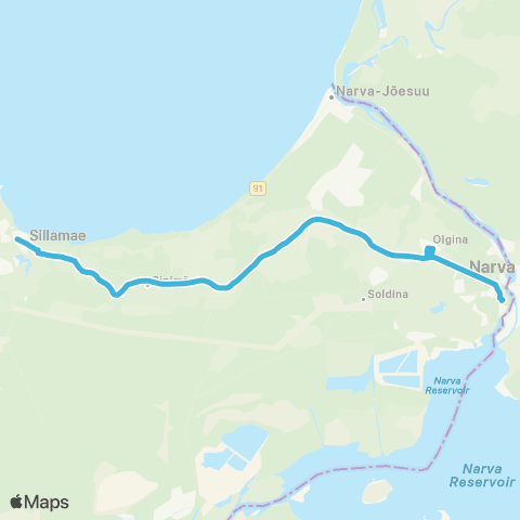 GoBus AS Narva - (Auvere) - Sillamäe map