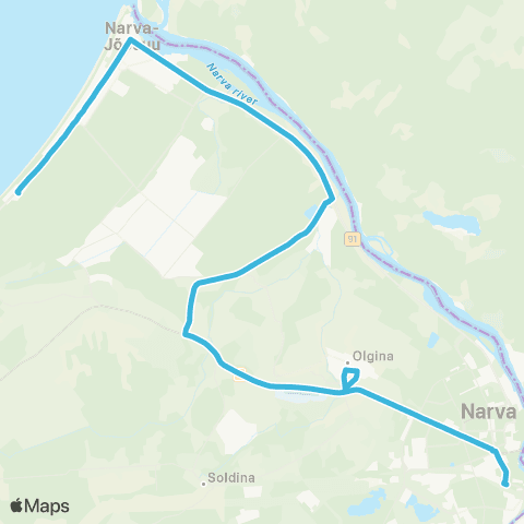 GoBus AS Narva - Riigiküla Kalmistu - Narva-Jõesuu map