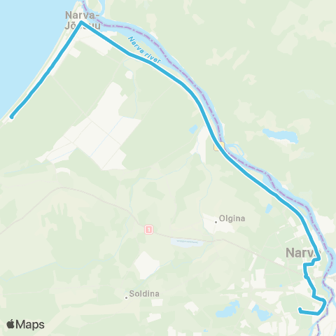 GoBus AS Narva - Narva-Jõesuu map