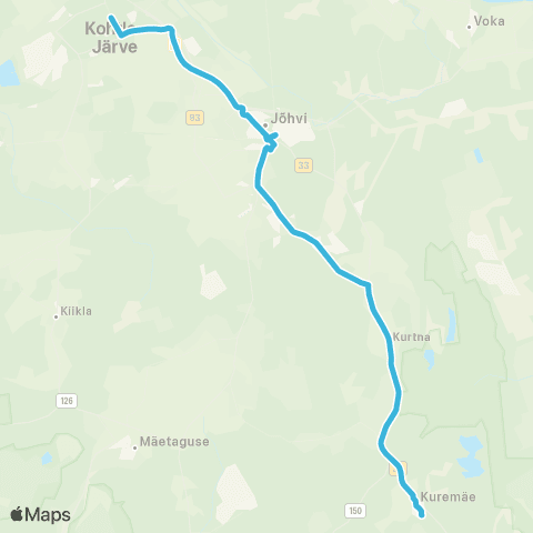 GoBus AS Kohtla-Järve - Jõhvi - Raudi Kalmistu - Kuremäe map