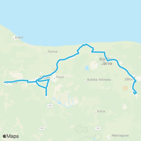 MK Reis OÜ Kiviõli - Jõhvi - Keskhaigla map