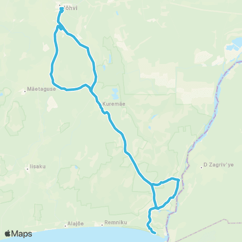 GoBus AS Jõhvi - Gorodenko - Vasknarva - Jõhvi map