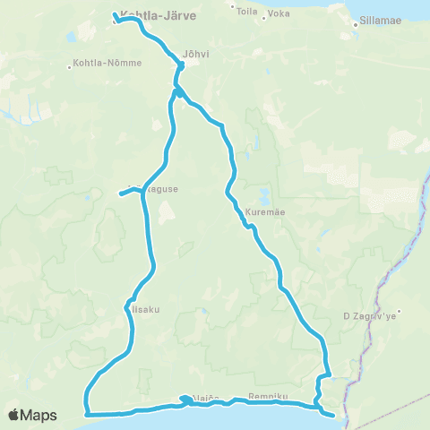 GoBus AS Jõhvi - Vasknarva - Kauksi - Jõhvi map