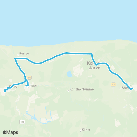 MK Reis OÜ Kiviõli - Purtse Kindlus - (Adru) - Jõhvi map
