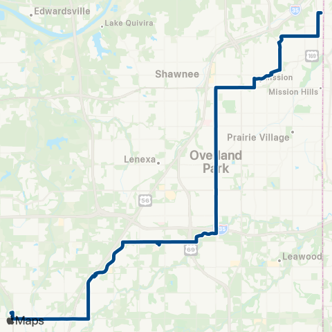 RideKC Antioch-Olathe map